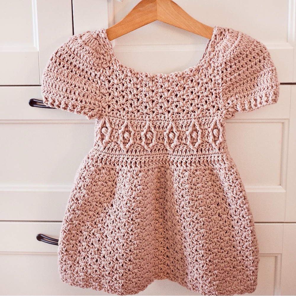 Pink Casual Sundress with Puff Cap Sleeves and Scoop Neck